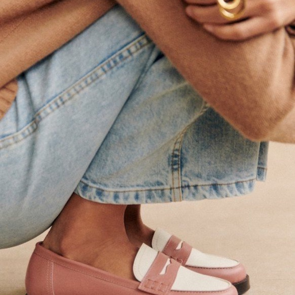 Sèzane Andrea Leather Loafers in Blush and White. New with Tags. So Comfortable.